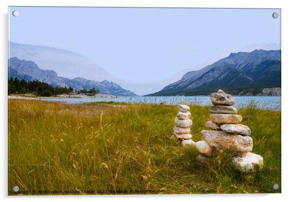 An inuksuk is a figure made of piled stones Acrylic by PhotOvation-Akshay Thaker