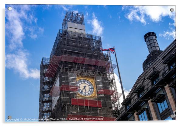  London's Iconic landmark Big Ben tower restoration Acrylic by PhotOvation-Akshay Thaker