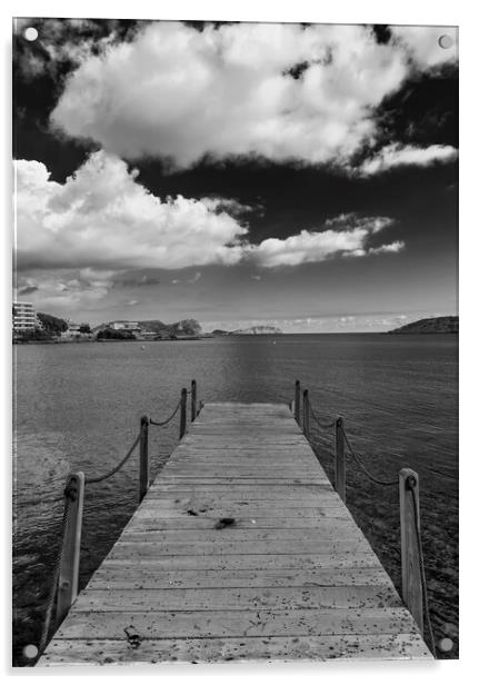 Wooden jetty in black and white, Ibiza Acrylic by Vicen Photo