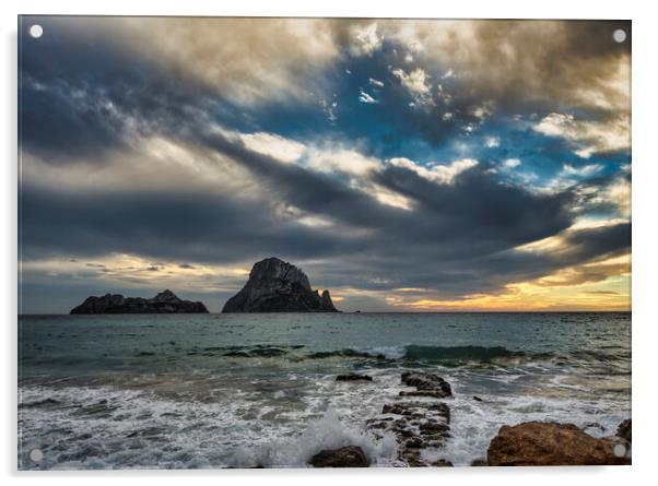 Photography with Es Vedrá from Cala D´hort during a cloudy sunset Acrylic by Vicen Photo