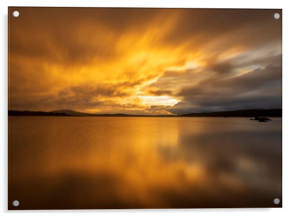 Photograph with a calm lake in Soria in a golden sunrise Acrylic by Vicen Photo