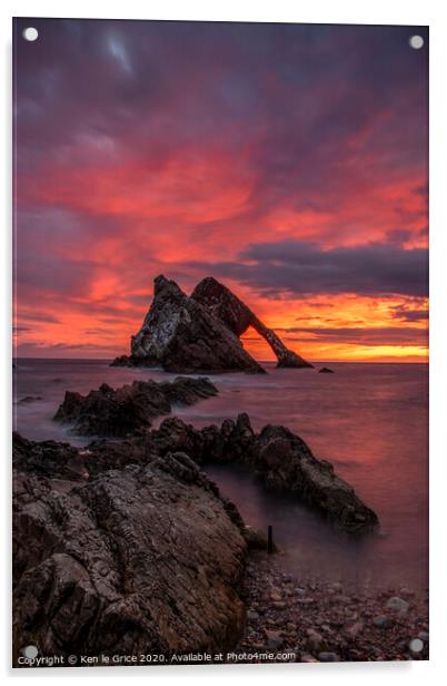 Sunrise at Bow Fiddle Rock Acrylic by Ken le Grice
