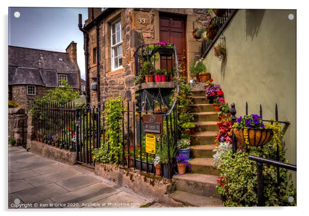 Flowers in Stockbridge, Edinburgh Acrylic by Ken le Grice
