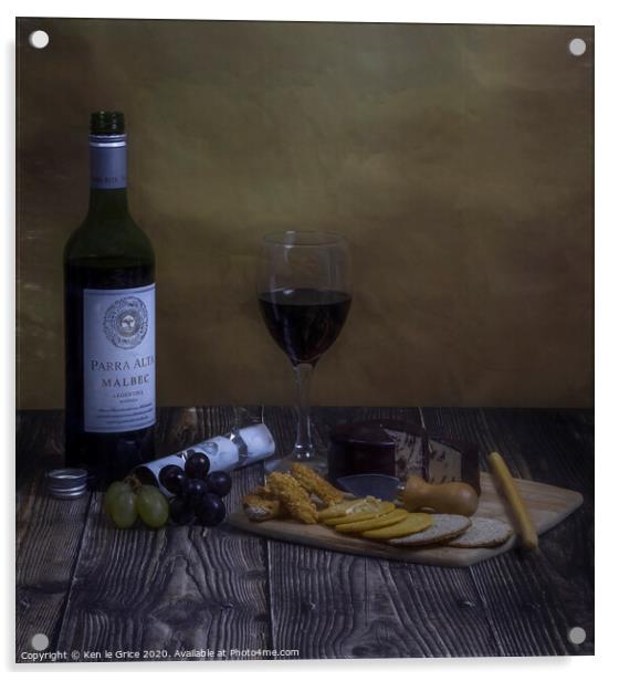 Cheese and wine Acrylic by Ken le Grice