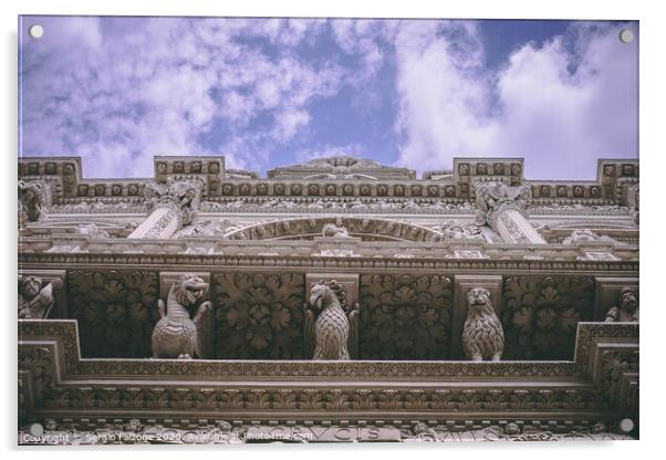 Facade detail of Santa Croce church Lecce Italy Acrylic by Sergio Falzone