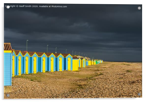 Beach huts in Littlehampton Acrylic by Geoff Smith