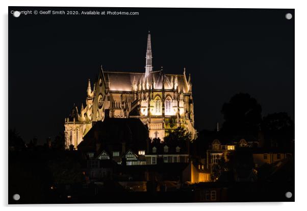 Arundel Cathedral at night Acrylic by Geoff Smith