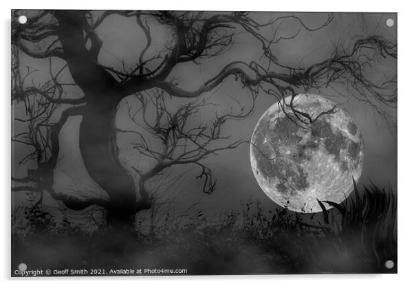 Spooky Woods at Full Moon Acrylic by Geoff Smith