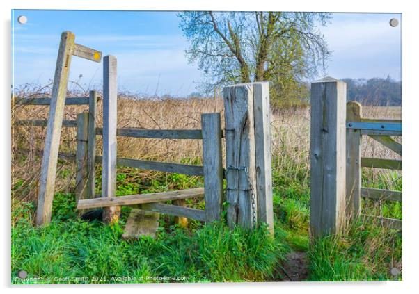 Wooden Stile in British Countryside Acrylic by Geoff Smith