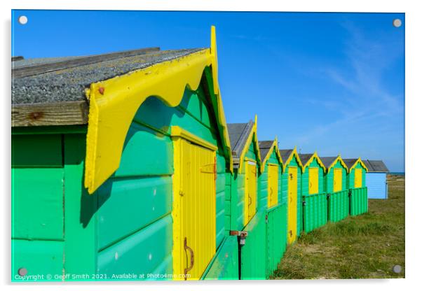 Littlehampton Beach Huts Acrylic by Geoff Smith