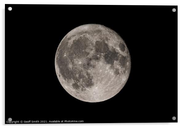 Full Moon against Dark Sky Acrylic by Geoff Smith
