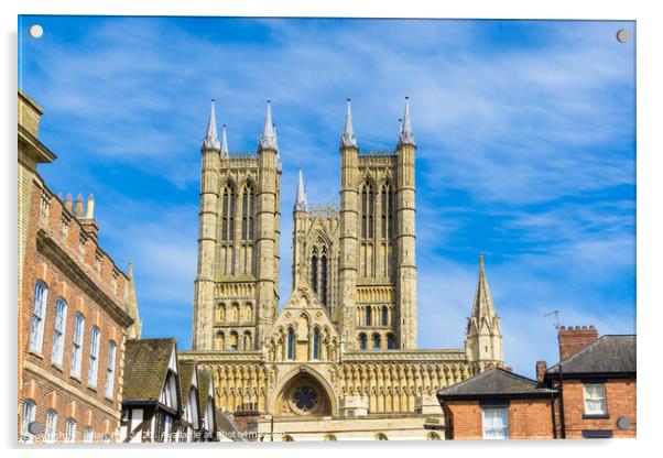 Lincoln Cathedral Towers Blue Sky Acrylic by Allan Bell