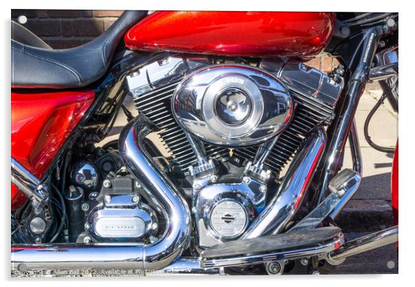Engine block detail Harley Davidson motorbike Acrylic by Allan Bell