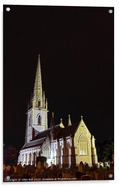 Marble Church Bodelwyddan at night Acrylic by Allan Bell