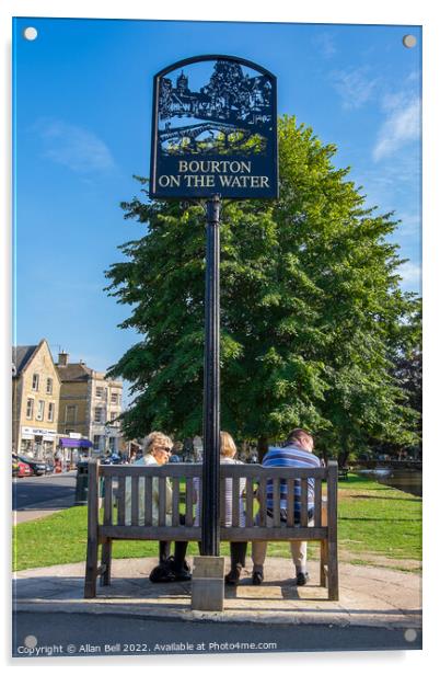 Bourton-on-the-Water sign. Acrylic by Allan Bell