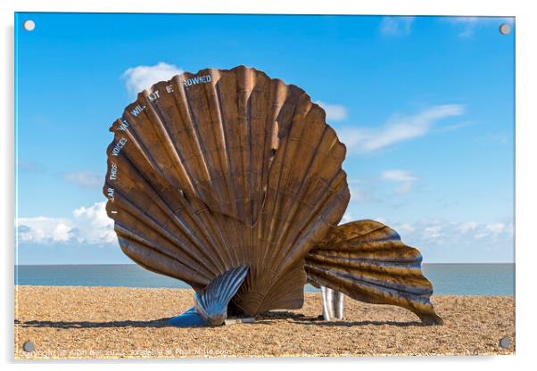 Maggi Hamblings Scallop sculpture on Aldeburgh bea Acrylic by Allan Bell