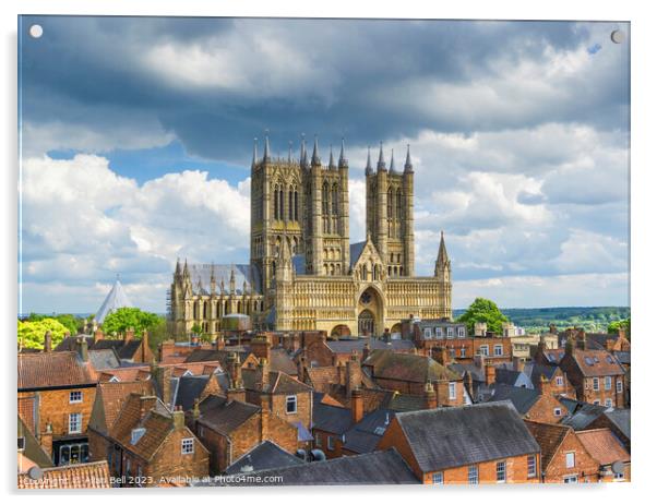 Lincoln Cathedral from Castle wall lincoln lincoln Acrylic by Allan Bell