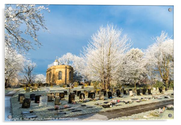 Heavy frost in St Peter and St Paul churchyard Acrylic by Allan Bell