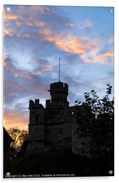 Sunset over Lincoln castle observation tower Acrylic by Allan Bell