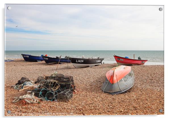 Fishing Boats Drawn Up On Beach Acrylic by Allan Bell