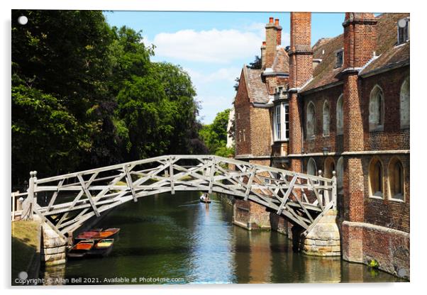 Mathematical bridge over river cam Cambridge  Acrylic by Allan Bell
