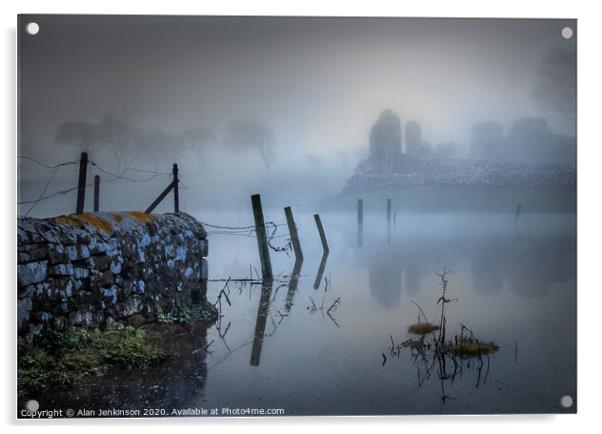 Ogmore Castle in the Mist Acrylic by Alan Jenkinson