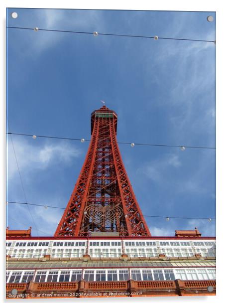  Blackpool Tower And Blue Day Sky Acrylic by andrew morrell