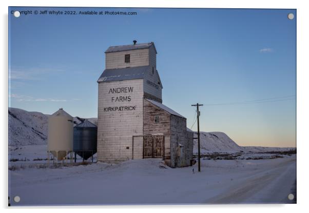 Andrew Farms grain elevator Acrylic by Jeff Whyte