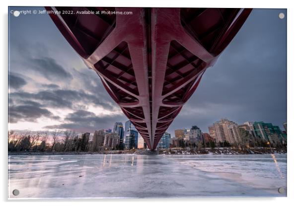 Peace Bridge over frozen Bow River Acrylic by Jeff Whyte