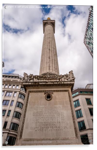 Monument to the Great Fire of London Acrylic by Jeff Whyte