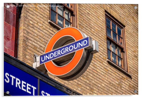 Underground Station Sign, London Acrylic by Jeff Whyte