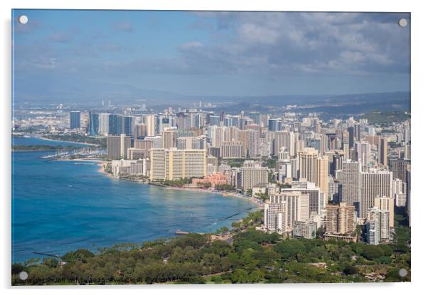 Waikiki from Diamond Head Acrylic by Jeff Whyte
