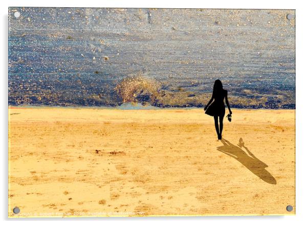 Woman On A Beach Acrylic by Robert Fennah