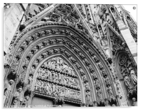 Rouen Cathedral, Normandy, France, Monochrome Acrylic by Imladris 