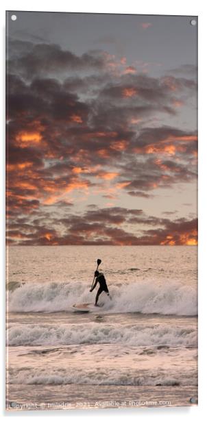 Paddleboarder Sunset Sky Acrylic by Imladris 