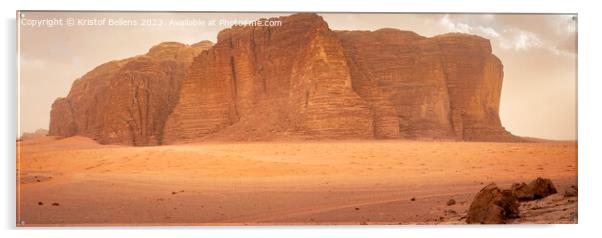 Panorama of Khazali’s mountain in the desert of Wadi Rum, Jordan Acrylic by Kristof Bellens