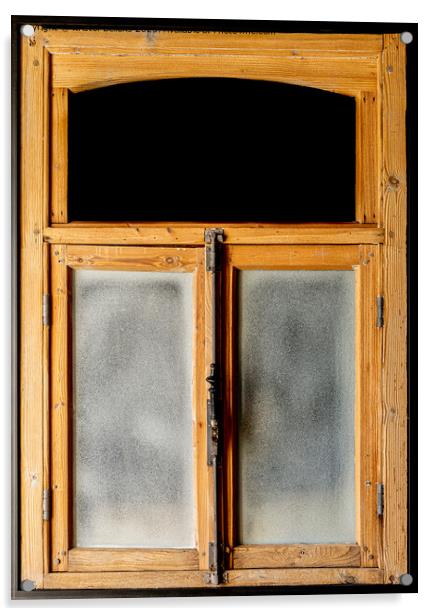 Vintage wooden and weathered rustic window frame with glass and black copy space Acrylic by Kristof Bellens