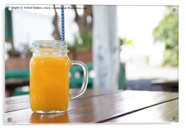 Horizontal shot of a jar of homemade orange juice Acrylic by Kristof Bellens