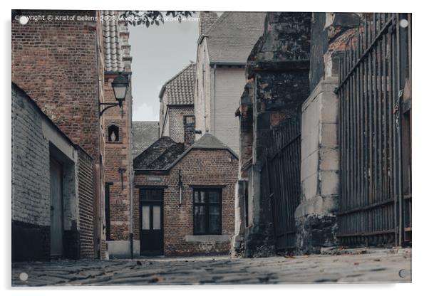 Low angle view of a street and houses in the Beguinage of Tongeren, Belgium Acrylic by Kristof Bellens