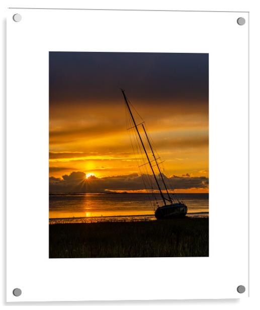 Lytham Boat Sunset Acrylic by Paul Keeling