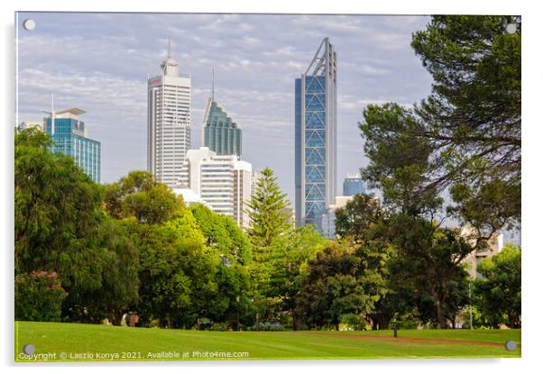 City Skyline - Perth Acrylic by Laszlo Konya