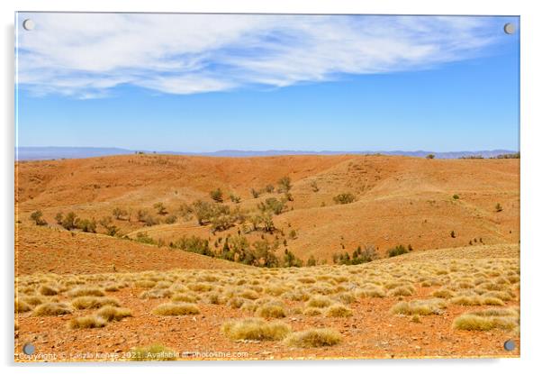 View from the Stokes Hill Lookout - Wilpena Pound Acrylic by Laszlo Konya