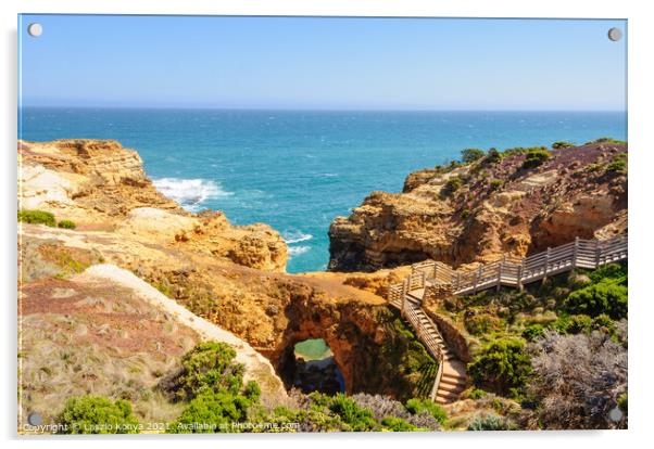 Steps to the Grotto - Port Campbell Acrylic by Laszlo Konya