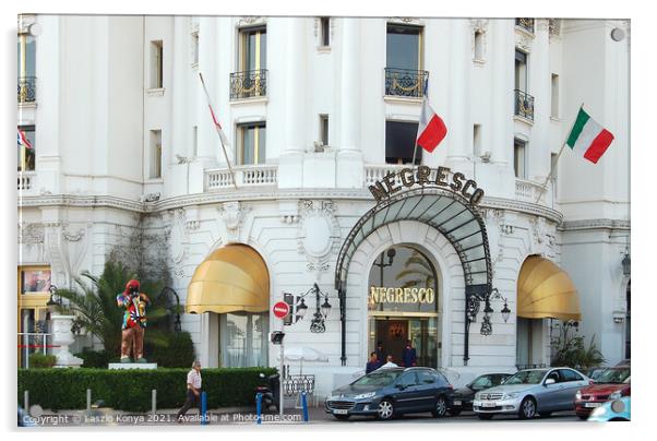 Hotel Negresco - Nice Acrylic by Laszlo Konya