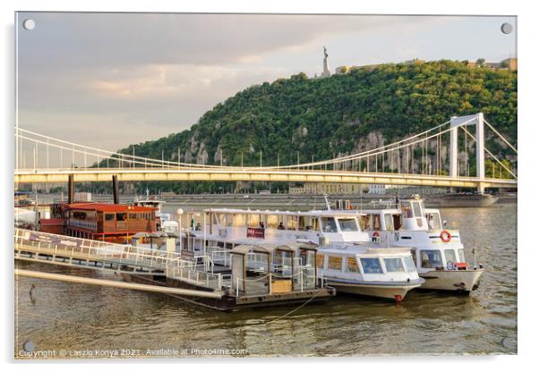 River cruise ships - Budapest Acrylic by Laszlo Konya
