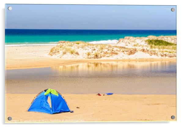 Beach tent on  Little Beach - Chain of Lagoons Acrylic by Laszlo Konya