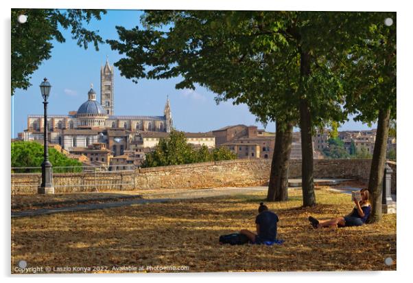 Quiet Spot at the Medici Fortress - Siena Acrylic by Laszlo Konya