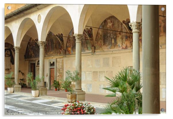 Courtyard of Ospedale degli Innocenti - Florence Acrylic by Laszlo Konya