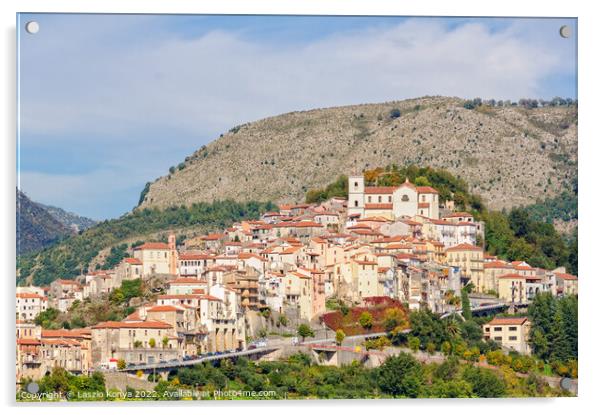 View of hill-town -  Rivello Acrylic by Laszlo Konya