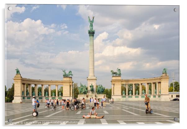 Heroes' Square - Budapest Acrylic by Laszlo Konya